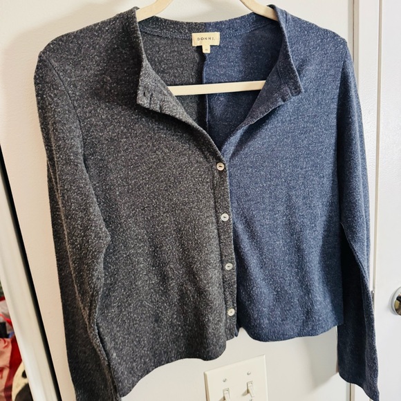 DONNI navy & grey colorblock two tone cardigan - Picture 4 of 6